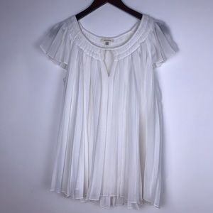 White Chiffon Pleat Blouse